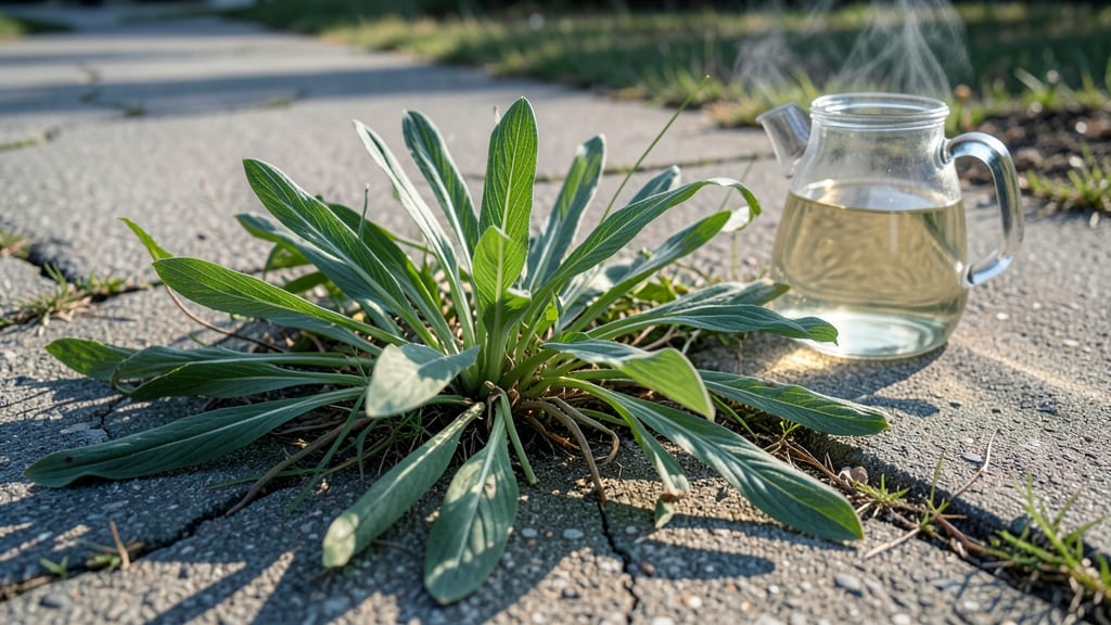 Plantain Weed Removal Using Boiling Water