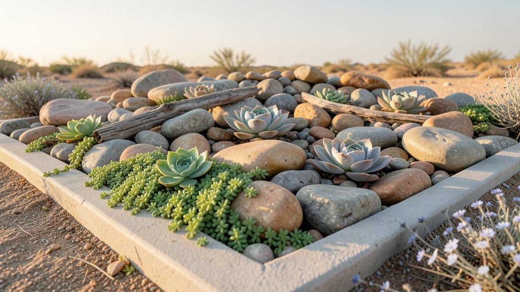 Decorative Rock Garden With Succulents