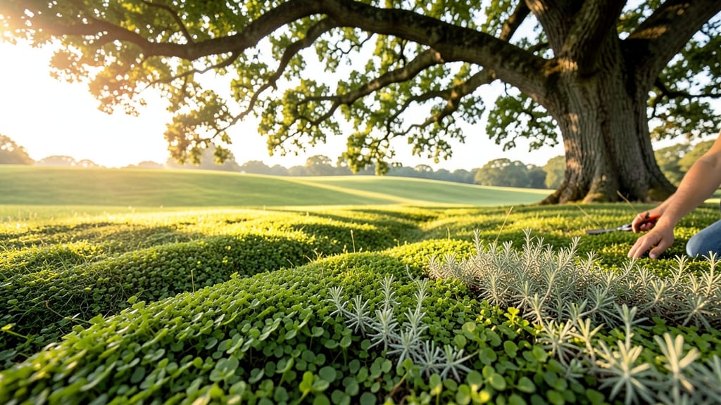 Low-Maintenance Turf Alternative With Micro Clover And Carpet Thyme